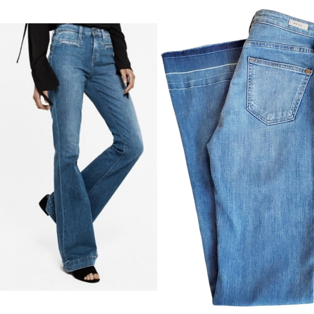 BIG STAR Bella High Rise Flare Jeans, Blue, 35" inseam, 27